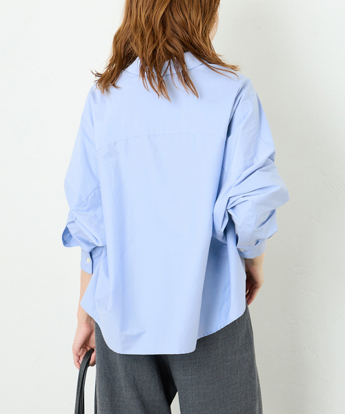 journal standard L'essage(ジャーナルスタンダードレサージュ)の「CANGIOLIワイドシャツ(シャツ/ブラウス・レディース・ホワイト系その他/サックスブルー/ライトグレー・FREE)」の19枚目の写真