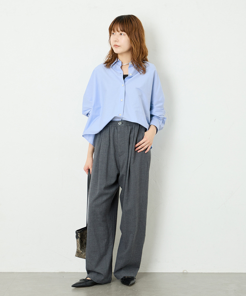 journal standard L'essage(ジャーナルスタンダードレサージュ)の「CANGIOLIワイドシャツ(シャツ/ブラウス・レディース・ホワイト系その他/サックスブルー/ライトグレー・FREE)」の20枚目の写真