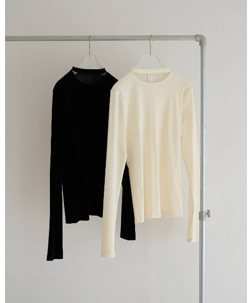 anuke(アンヌーク)の「anuke Velour Tie Tops(Tシャツ/カットソー・レディース・オフホワイト/ブラック・FREE)」の3枚目の写真