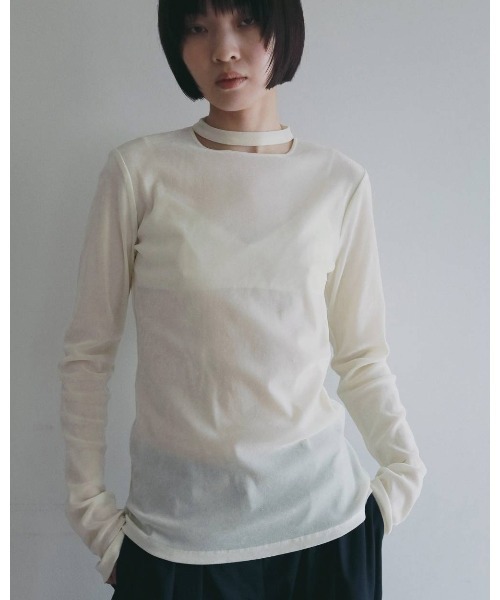 anuke(アンヌーク)の「anuke Velour Tie Tops(Tシャツ/カットソー・レディース・オフホワイト/ブラック・FREE)」の5枚目の写真