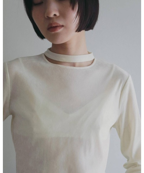 anuke(アンヌーク)の「anuke Velour Tie Tops(Tシャツ/カットソー・レディース・オフホワイト/ブラック・FREE)」の6枚目の写真