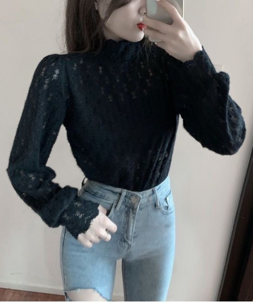 LUCPY(ラクピー)の「ハイネック 総レースブラウス(シャツ/ブラウス・レディース・ブラック/ホワイト・LARGE/MEDIUM/XX-LARGE/X-LARGE)」の4枚目の写真