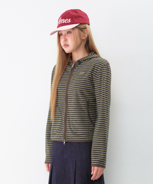 AMESWORLDWIDE(アメスワールドワイド)の「ストライプソフトフーディ ジップアップ カーキ(パーカー・レディース・その他・SMALL/MEDIUM)」の7枚目の写真
