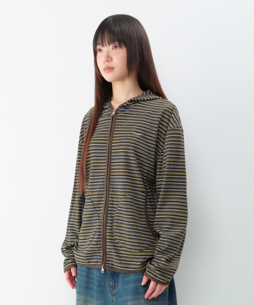 AMESWORLDWIDE(アメスワールドワイド)の「ストライプソフトフーディ ジップアップ カーキ(パーカー・レディース・その他・SMALL/MEDIUM)」の8枚目の写真
