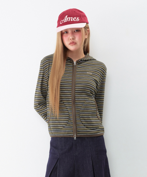 AMESWORLDWIDE(アメスワールドワイド)の「ストライプソフトフーディ ジップアップ カーキ(パーカー・レディース・その他・SMALL/MEDIUM)」の9枚目の写真
