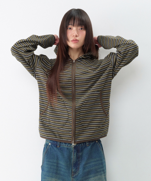 AMESWORLDWIDE(アメスワールドワイド)の「ストライプソフトフーディ ジップアップ カーキ(パーカー・レディース・その他・SMALL/MEDIUM)」の10枚目の写真