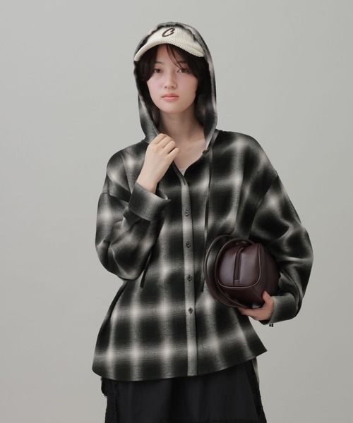 LAKOLE(ラコレ)の「ネルチェックフードシャツ / 1056173(シャツ/ブラウス・レディース・オレンジ/ブラック/ブラウン・FREE)」の8枚目の写真
