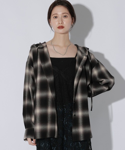 LAKOLE(ラコレ)の「ネルチェックフードシャツ / 1056173(シャツ/ブラウス・レディース・オレンジ/ブラック/ブラウン・FREE)」の14枚目の写真
