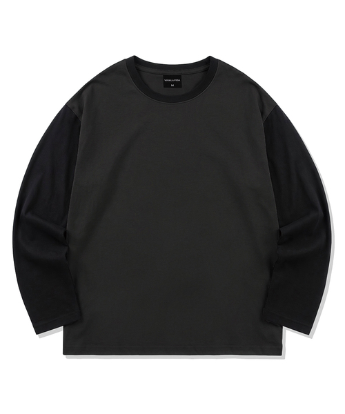 Viva La Vida(ヴィヴァ ラ ヴィダ)の「カラーブロックロングスリーブTシャツ(Tシャツ/カットソー・メンズ・チャコール/ダークブルー/チャコールグレー・SMALL/LARGE/MEDIUM)」の2枚目の写真