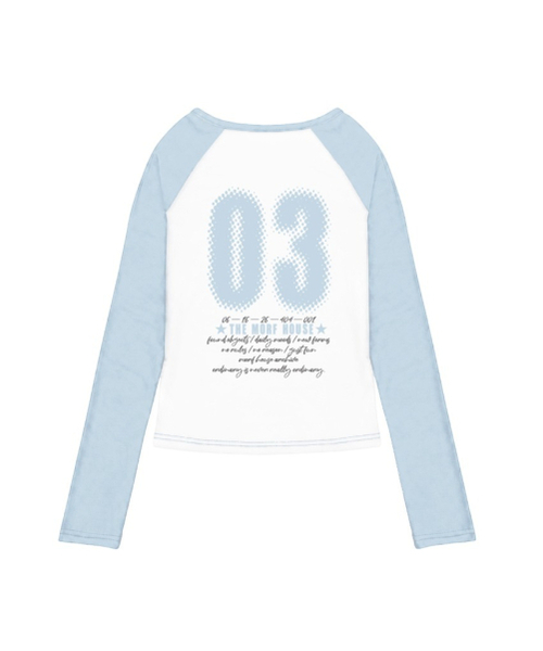 THEMORFHOUSE(ザモーフハウス)の「TMH 03 プリント切替 Uネック ロングスリーブ ライトブルー(Tシャツ/カットソー・レディース・その他・MEDIUM)」の1枚目の写真