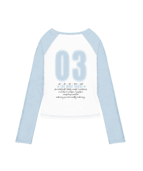THEMORFHOUSE(ザモーフハウス)の「TMH 03 プリント切替 Uネック ロングスリーブ ライトブルー(Tシャツ/カットソー・レディース・その他・MEDIUM)」の2枚目の写真