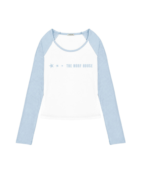 THEMORFHOUSE(ザモーフハウス)の「TMH 03 プリント切替 Uネック ロングスリーブ ライトブルー(Tシャツ/カットソー・レディース・その他・MEDIUM)」の3枚目の写真