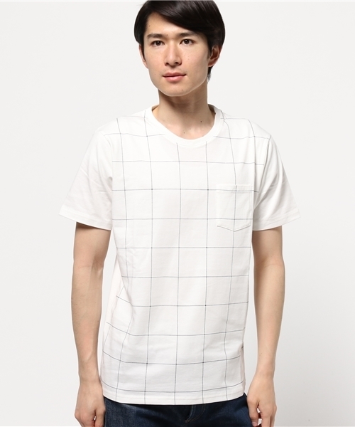 ikka(イッカ)の「ウインドペンプリント クルーネックTシャツ(Tシャツ/カットソー・メンズ・ホワイト/ネイビー/ライトグレー・LARGE/MEDIUM/X-LARGE)」の2枚目の写真