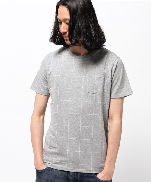 ikka(イッカ)の「ウインドペンプリント クルーネックTシャツ(Tシャツ/カットソー・メンズ・ホワイト/ネイビー/ライトグレー・LARGE/MEDIUM/X-LARGE)」の1枚目の写真