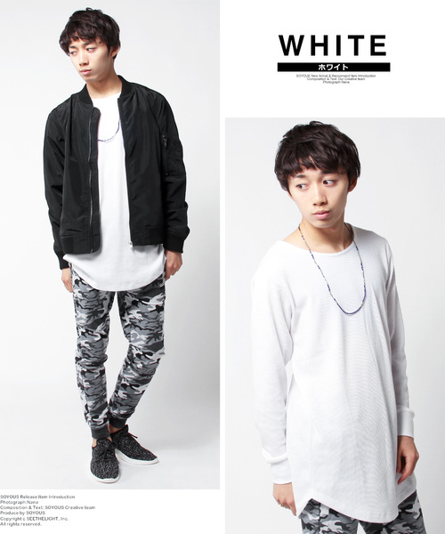 THE CASUAL(カジュアル)の「ミニワッフルロング丈ラウンドカットソー(Tシャツ/カットソー・メンズ・グレー/ホワイト/ブラック・46/48)」の11枚目の写真