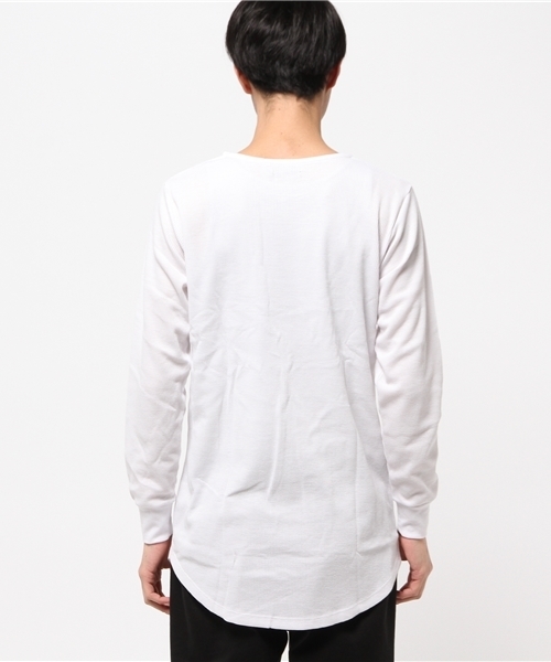 THE CASUAL(カジュアル)の「ミニワッフルロング丈ラウンドカットソー(Tシャツ/カットソー・メンズ・グレー/ホワイト/ブラック・46/48)」の6枚目の写真