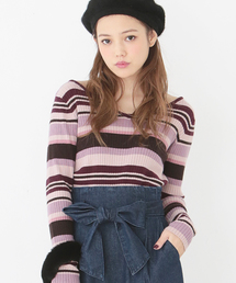 one after another NICE CLAUP | マルチボーダーVニット(ニット/セーター)
