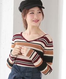 one after another NICE CLAUP | マルチボーダーVニット(ニット/セーター)