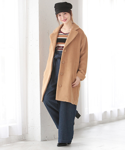 one after another NICE CLAUP(ワンアフターアナザーナイスクラップ)の「マルチボーダーVニット(ニット/セーター・レディース・ピンク系その他/マルチ/グリーン系その他・FREE)」の6枚目の写真