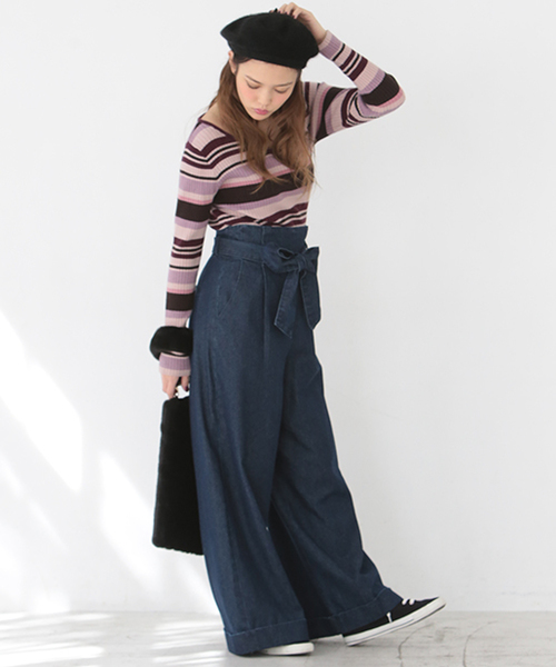 one after another NICE CLAUP(ワンアフターアナザーナイスクラップ)の「マルチボーダーVニット(ニット/セーター・レディース・ピンク系その他/マルチ/グリーン系その他・FREE)」の10枚目の写真