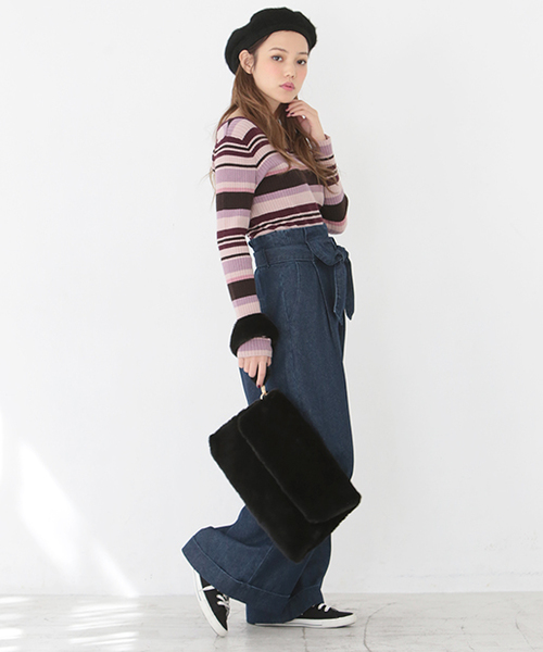 one after another NICE CLAUP(ワンアフターアナザーナイスクラップ)の「マルチボーダーVニット(ニット/セーター・レディース・ピンク系その他/マルチ/グリーン系その他・FREE)」の11枚目の写真