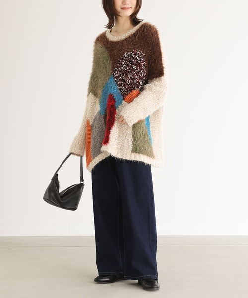 n'OrLABEL（ノアールレーベル）の「『カラフル配色×主役ニット』（ニット/セーター・レディース・ホワイト/ネイビー・FREE）」の8枚目の写真