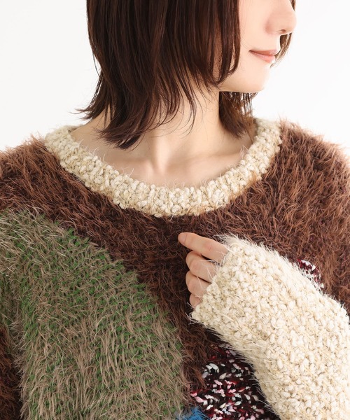 n'OrLABEL（ノアールレーベル）の「『カラフル配色×主役ニット』（ニット/セーター・レディース・ホワイト/ネイビー・FREE）」の9枚目の写真