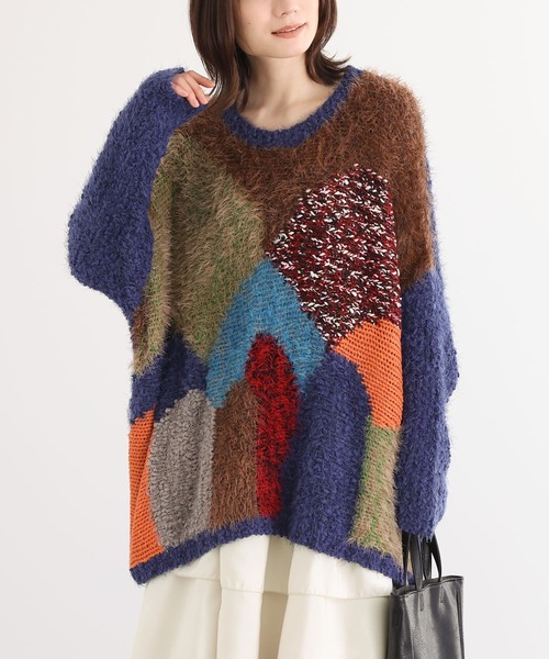 n'OrLABEL（ノアールレーベル）の「『カラフル配色×主役ニット』（ニット/セーター・レディース・ホワイト/ネイビー・FREE）」の12枚目の写真