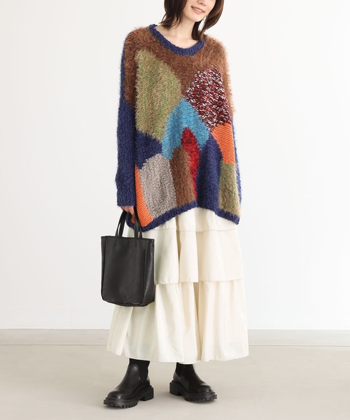 n'OrLABEL（ノアールレーベル）の「『カラフル配色×主役ニット』（ニット/セーター・レディース・ホワイト/ネイビー・FREE）」の15枚目の写真