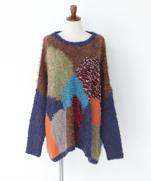 n'OrLABEL（ノアールレーベル）の「『カラフル配色×主役ニット』（ニット/セーター・レディース・ホワイト/ネイビー・FREE）」の18枚目の写真