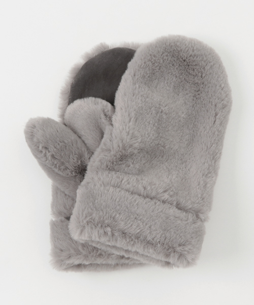 RODEO CROWNS WIDE BOWL（ロデオクラウンズワイドボウル）の「フェイクファーミトン（手袋・レディース・ベージュ/グレー/ピンク/ホワイト系その他/ブラック・FREE）」の4枚目の写真