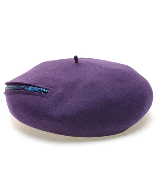 BEAMS（ビームス）の「BEAMS / ZIPベレー（ハンチング/ベレー帽・メンズ・チャコールグレー/ブラック系その他/ブラック/パープル・ONE SIZE）」の4枚目の写真