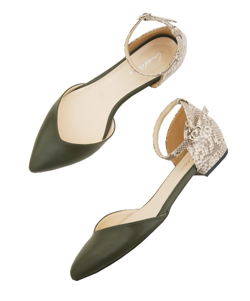 Luz Llena（ラズレナ）の「[made in JAPAN]パイソン柄コンビポインテッドトゥセパレートパンプス（パンプス・レディース・グリーン/ダークベージュ/ブラック・24.0cm/23.0cm/23.5cm/22.5cm/24.5cm）」の12枚目の写真