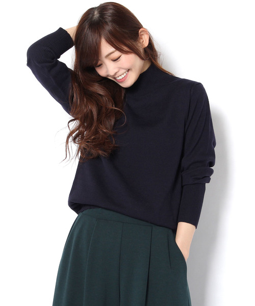 RIVE DROITE（リヴドロワ）の「ロングリブスリーブハイネックニット（ニット/セーター・レディース・ライトグレー/ネイビー/ピンク/ミント/ライトベージュ・FREE）」の4枚目の写真