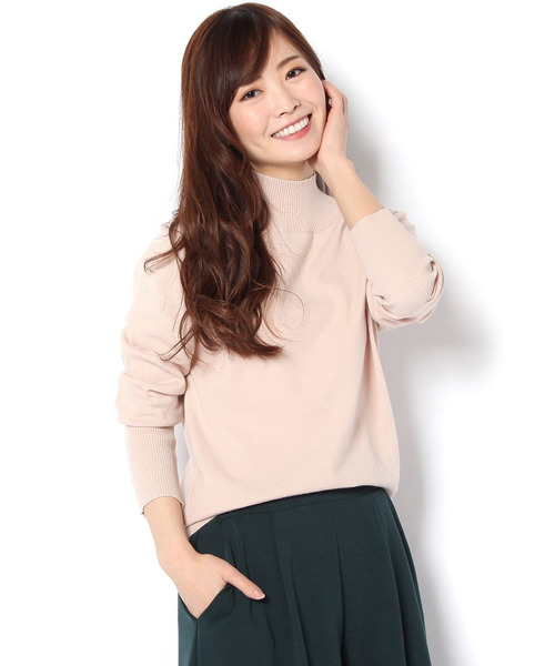 RIVE DROITE（リヴドロワ）の「ロングリブスリーブハイネックニット（ニット/セーター・レディース・ライトグレー/ネイビー/ピンク/ミント/ライトベージュ・FREE）」の3枚目の写真