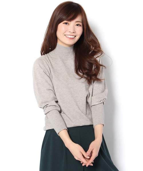 RIVE DROITE（リヴドロワ）の「ロングリブスリーブハイネックニット（ニット/セーター・レディース・ライトグレー/ネイビー/ピンク/ミント/ライトベージュ・FREE）」の2枚目の写真