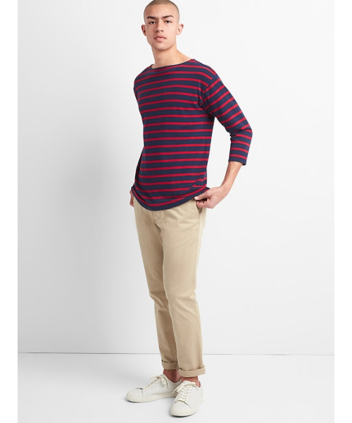 GAP(ギャップ)の「七分袖ストライプTシャツ(Tシャツ/カットソー・メンズ・ブルー系その他/ホワイト系その他/ブラック系その他/マルチ・M/L/XS/XL/S)」の7枚目の写真