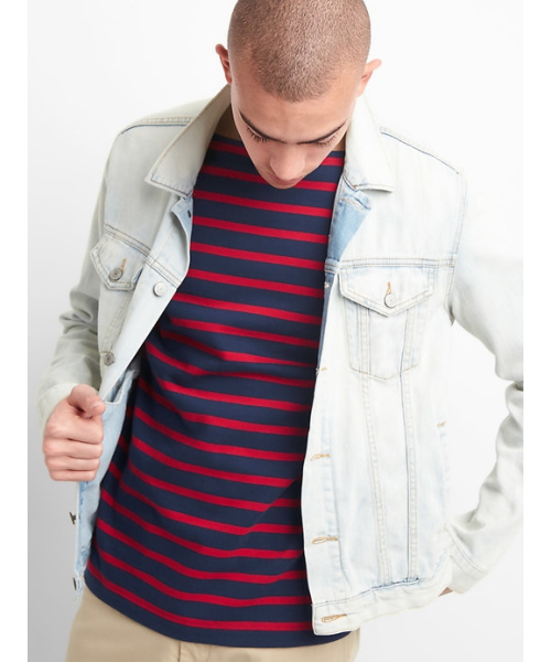 GAP(ギャップ)の「七分袖ストライプTシャツ(Tシャツ/カットソー・メンズ・ブルー系その他/ホワイト系その他/ブラック系その他/マルチ・M/L/XS/XL/S)」の6枚目の写真