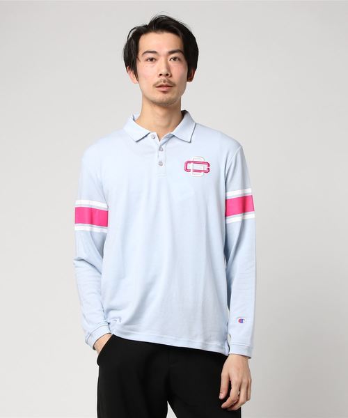 Champion(チャンピオン)の「【Champion/チャンピオン】メンズ ストレッチロングスリーブポロシャツ(ポロシャツ・メンズ・ネイビー/サックスブルー/グレー/ベージュ/オフホワイト・X-LARGE/LARGE/MEDIUM)」の5枚目の写真