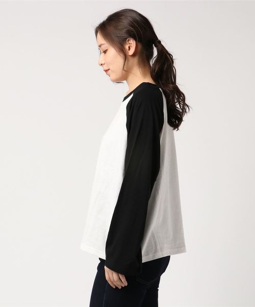 WEGO（ウィゴー）の「WEGO/ラグランロングTシャツ（Tシャツ/カットソー・レディース・ブラック/ピンク/ブラック系その他・FREE）」の5枚目の写真