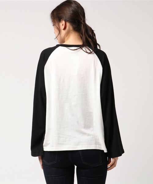 WEGO（ウィゴー）の「WEGO/ラグランロングTシャツ（Tシャツ/カットソー・レディース・ブラック/ピンク/ブラック系その他・FREE）」の4枚目の写真