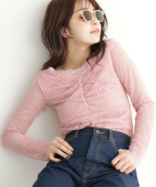 FREE'S MART（フリーズマート）の「スカラップカラーレースカットソー（Tシャツ/カットソー・レディース・ブラック/ホワイト/ピンク・FREE）」の3枚目の写真