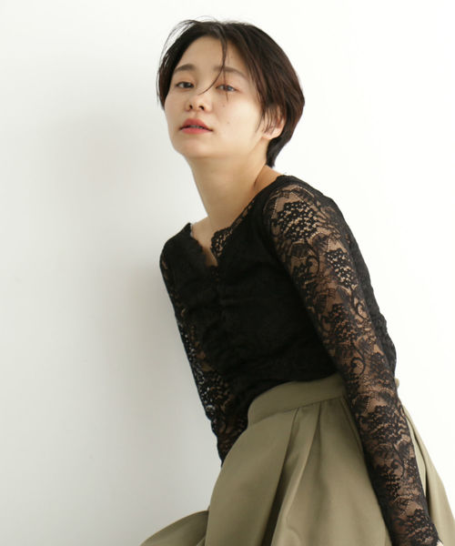 FREE'S MART（フリーズマート）の「スカラップカラーレースカットソー（Tシャツ/カットソー・レディース・ブラック/ホワイト/ピンク・FREE）」の2枚目の写真