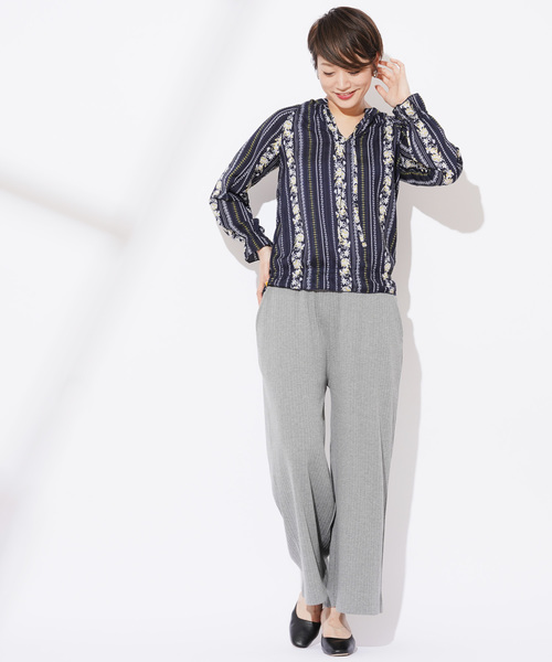 CIAOPANIC（チャオパニック）の「ランダムテレコワイドパンツ（その他パンツ・レディース・アイボリー/チャコールグレー・FREE）」の10枚目の写真