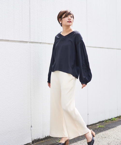 CIAOPANIC（チャオパニック）の「ランダムテレコワイドパンツ（その他パンツ・レディース・アイボリー/チャコールグレー・FREE）」の16枚目の写真