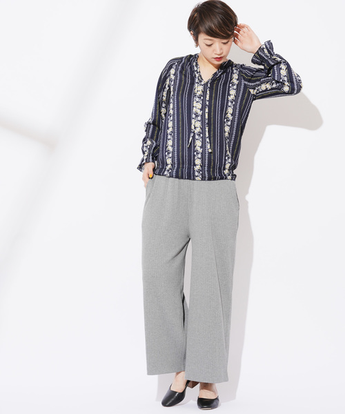 CIAOPANIC（チャオパニック）の「ランダムテレコワイドパンツ（その他パンツ・レディース・アイボリー/チャコールグレー・FREE）」の14枚目の写真