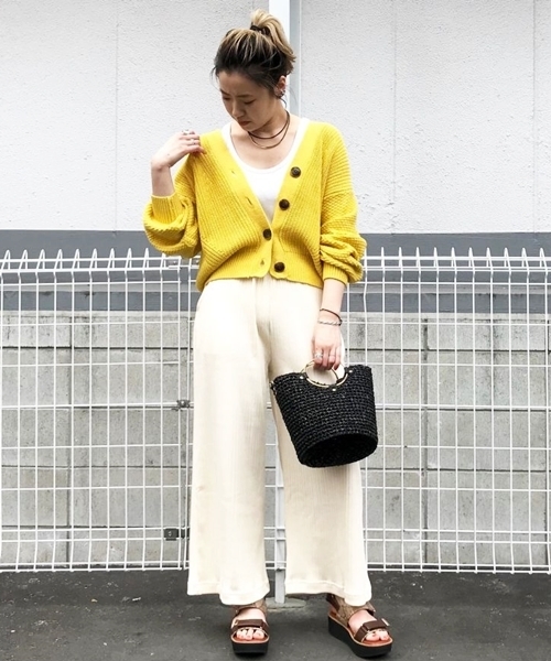 CIAOPANIC（チャオパニック）の「ランダムテレコワイドパンツ（その他パンツ・レディース・アイボリー/チャコールグレー・FREE）」の22枚目の写真