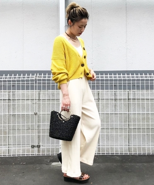 CIAOPANIC（チャオパニック）の「ランダムテレコワイドパンツ（その他パンツ・レディース・アイボリー/チャコールグレー・FREE）」の21枚目の写真