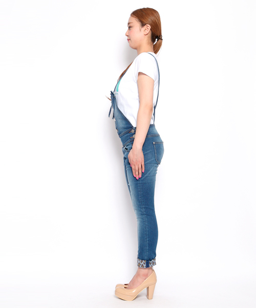 X-girl（エックスガール）の「LEOPARD CUFFED SALOPETTES（サロペット 