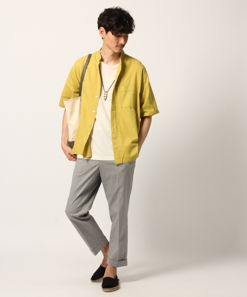 GLOBAL WORK（グローバルワーク）の「パナマバンドカラーシャツ/797219（シャツ/ブラウス・メンズ・ホワイト/ネイビー/イエロー/グリーン・SMALL/MEDIUM/LARGE/X-LARGE）」の8枚目の写真